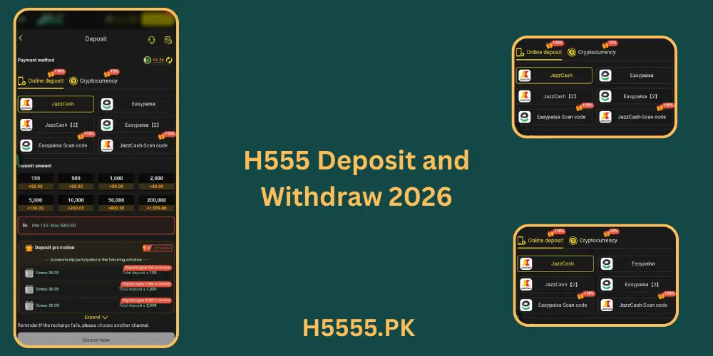 H555 Game Deposit And Withdraw